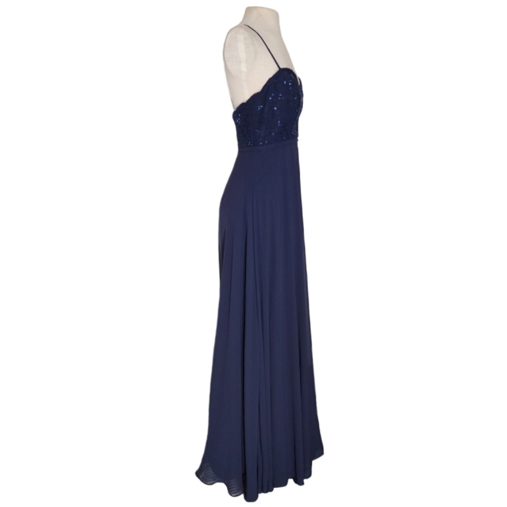 Morilee Madeline Gardner Navy Blue Evening Gown Size 12 - Picture 7 of 16